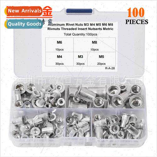 100pcs M3M4M5M6M8 Aluminum Rivet Nut Assortment Box Set