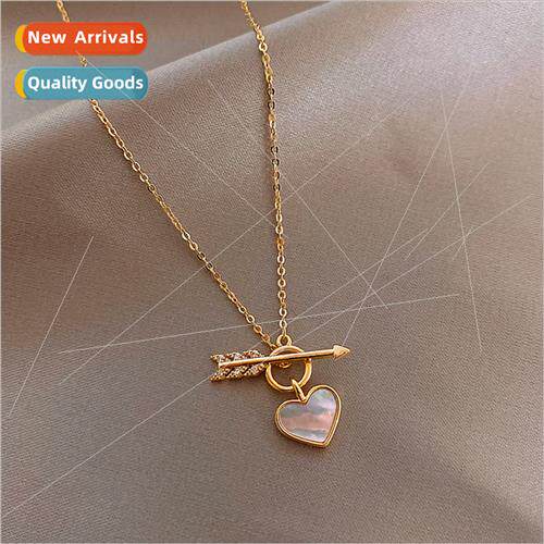 Lacquer Peach Heart Necklace female collarbone chain ins tid