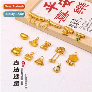 bamboo bend money bag long life lock necklace pendant handma