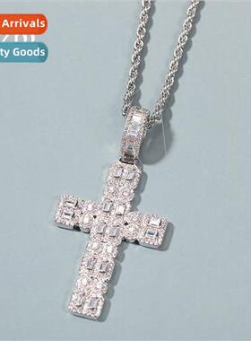Hip Hop Gold Plated Zirconia Cross Pendant Unisex Necklace L