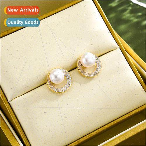 New s925 silver ear pin zirconia natural hollow earrings stu