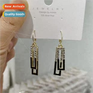 Koreageometric black oil drop earrings female simple fashion