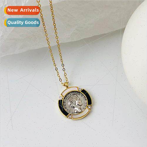 S925 lver Jewelry Europe Necklace INS Vintage Portra Coin Ne