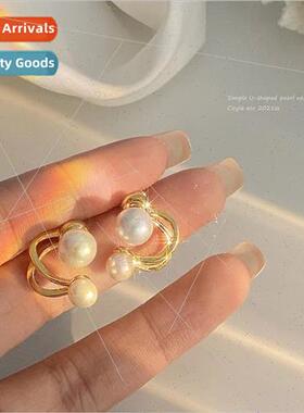 Pearl earrings female niche minimalist French vintage premiu