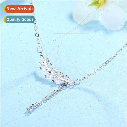 S925 silver necklace Korea tassel leaf spike spike peace nec