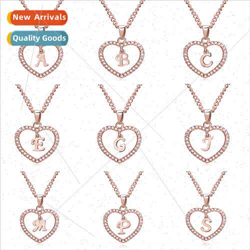 Alphabet paper card necklace 26 letters rhinestone love neck