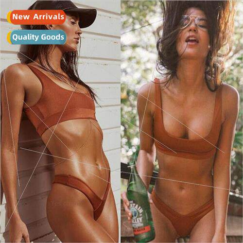 2017 Solid Color Earthy Yellow Sports Bikini i Separate Swim