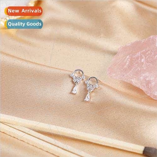 925 silver earrings plated wh 14K yellow gold zirconia gentl