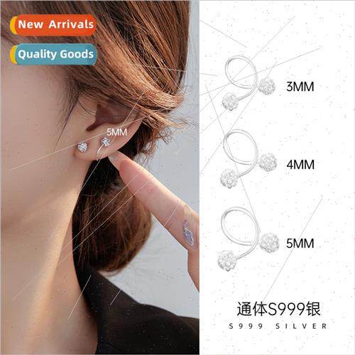 S999 silver pop flash shambhala ear bone studs female S-shap