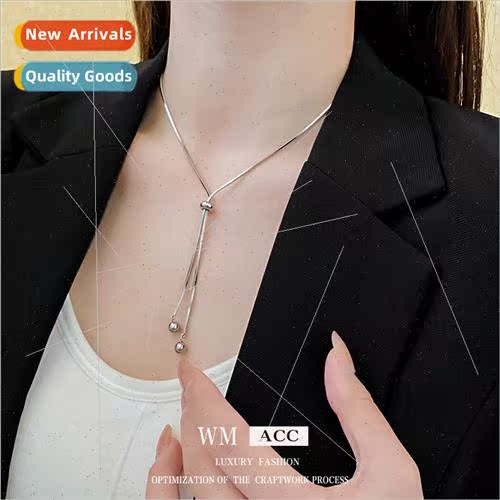 Tanium Steel mple Circle Tassel Adjustable Necklace Metal Co