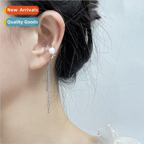 tassel cross pearl ear clips whout ear holes ear bone clip e