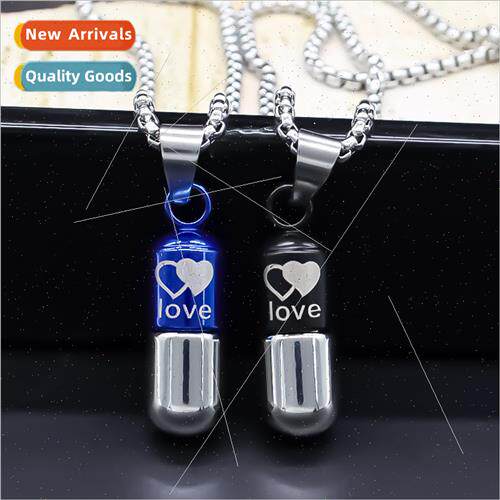 metal capsule pendant couple confession gift necklace fashio