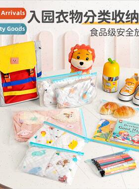 Children clothing divided into storage bags kindergarten ent