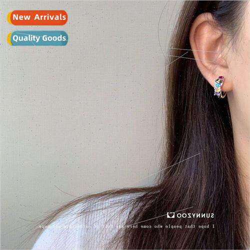 Rainbow Bridge niche exquise colorful zirconia small earring