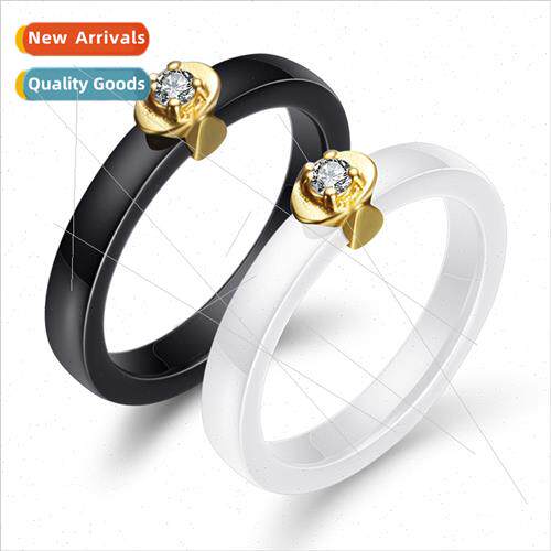 Korea new ceramic gold finger ring simple wild women stainle