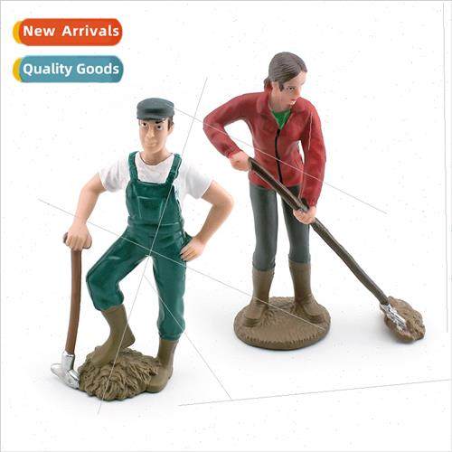 Farm Ranch Scene Worker Mannequin Model Shoveling Farmer Far