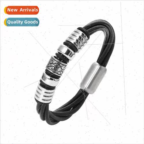 Leather bracelet men fashion multi-layer hand-woven bracelet
