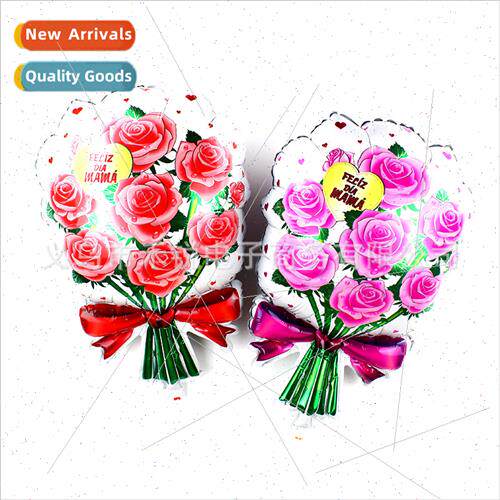 Large rose bouquet aluminum film balloon LOVE Mother Day par
