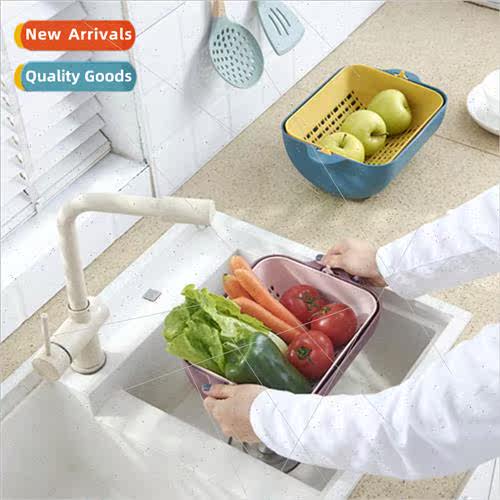 Double dishwashing basket Plastic Kchen rotating draining ba
