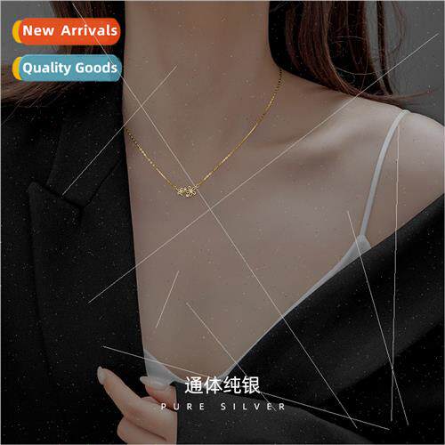 S925 silver Koreaflower zirconia necklace female simple nich