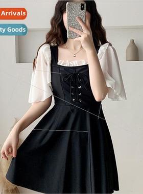 2024 new one-piece swimsu female belly thin skirt conservati