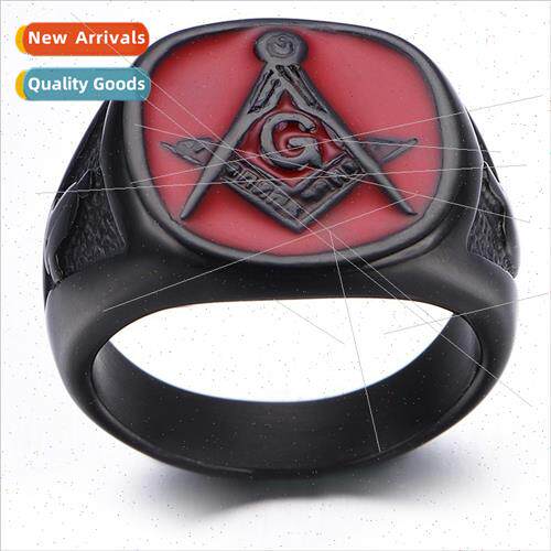 Black Red Label Masonic Ring Men Europe Ring s