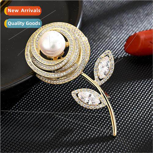 Elegant Three-dimensional Spiral Flower Brooch Electroplated