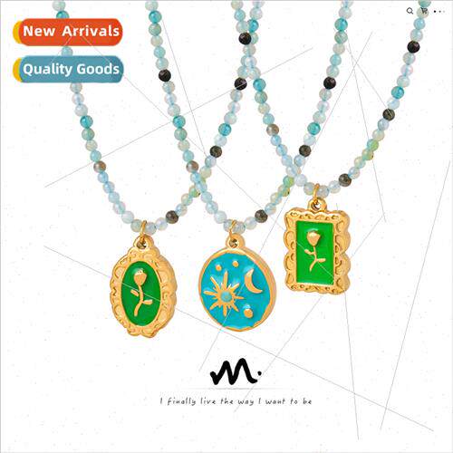 Natural Round Beads Multi-Gemstone HBeaded Oil Drop Pendant