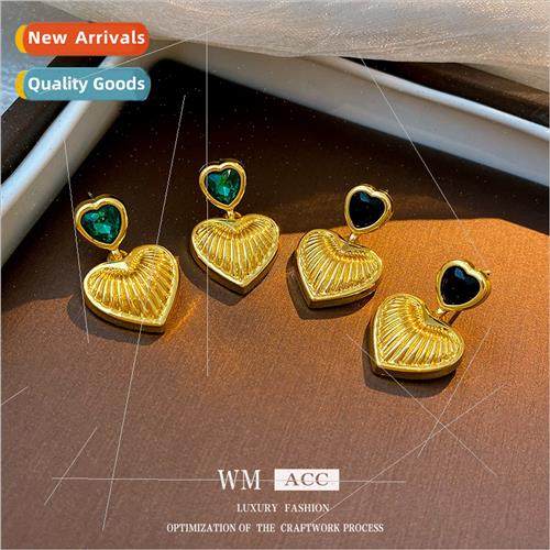 lver needle wh diamonds love metal earrings French retro ear