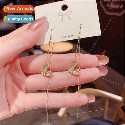 Korea exquise earrings love heart anti-loss ear wire s925 si