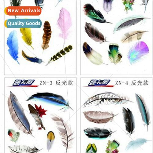Feather Car Stickers Reflective Colorful Feather Car Decorat