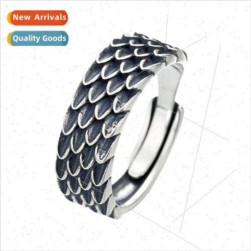 Vintage reverse scale ring men cold wind fashion old dragon