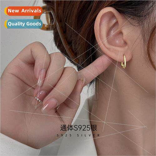 S925 silver new circle earrings female simple cold wind ear