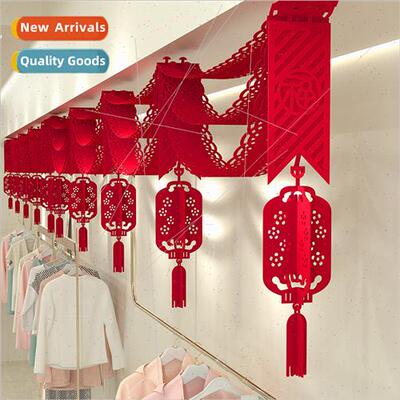 2024 pull flag milk tea shop   decoration Spring Festival pu