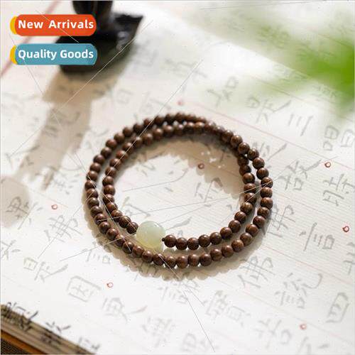 Golden sandalwood 4m slender Buddha bead bracelet simple anc