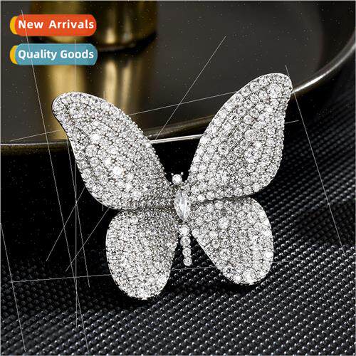 INS classic luxury full zirconia butterfly brooch elegant ve