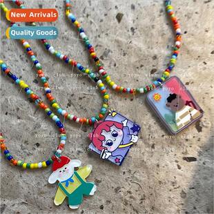 boy handmade puppy hat red bear cartoon necklace Korea ins