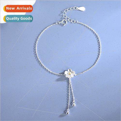 s925 silver Korea flower bracelet sen sweet round bead tasse