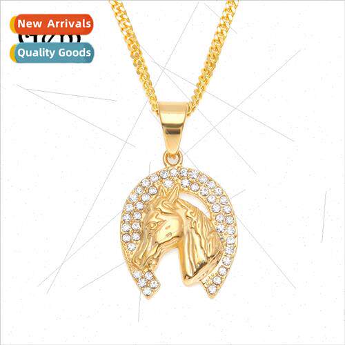 Europe Men Vacuum Electroplated Diamond Encrusted Horse Head