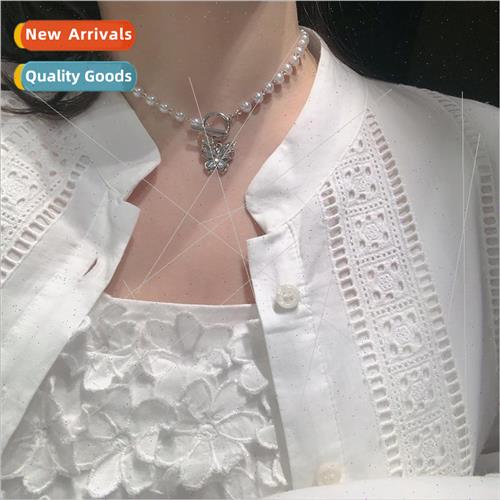 Calinia girl diamond pearl butterfly collar bone chain earth