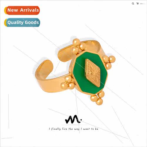French new retro Court tanium steel gold-plated geometric en