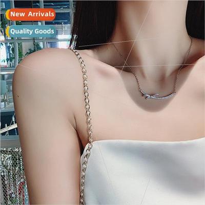 zirconia bow smile necklace 2023 new tide niche collarbone c