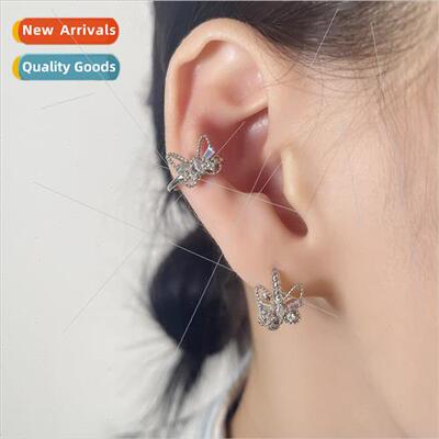 Dazzling color aurora zirconia butterfly ear clips whout ear