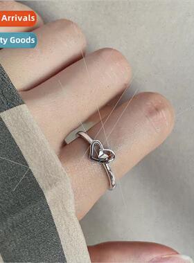 INS tide hollow heart ring female Japan cold wind simple glo
