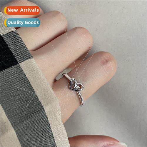 INS tide hollow heart ring female Japan cold wind simple glo