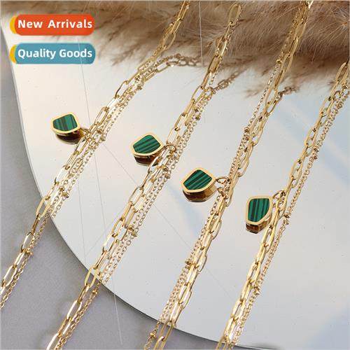 Geometric emerald acrylic charm double layer bracelet 2021 w