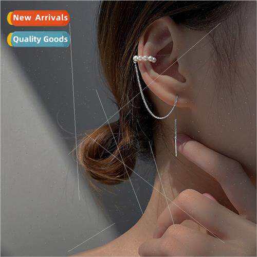 Koreaonepcs pearl ear bone clip ear wire simple chain earrin