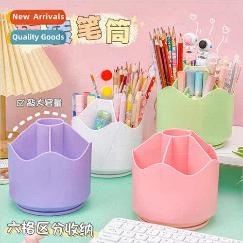 360-degree rotating pen container desktop high-capacy plasti