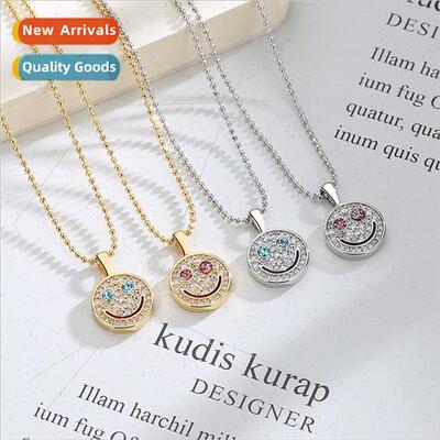Micro encrusted smiley necklace women ins premium niche swea