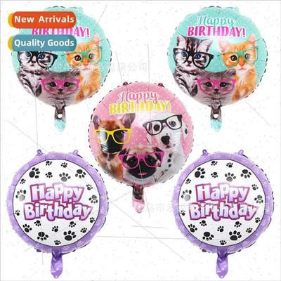 New 18 inch round cat dog footprints aluminum film balloon a